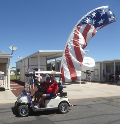 golfcart and BIG flag