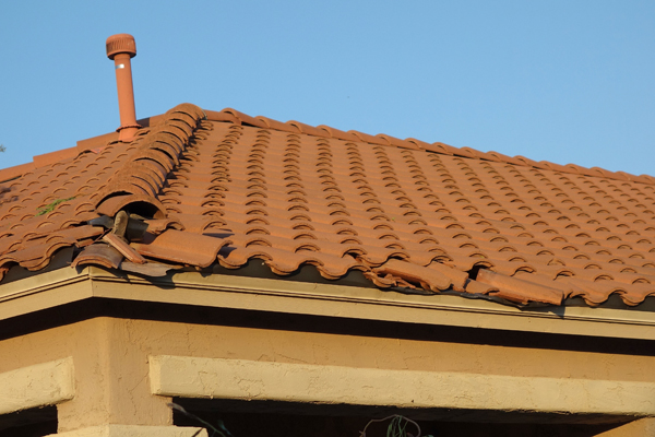 Broken roof tiles