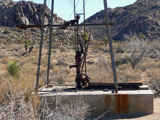 Hand pump on windmill Wall Street Mill Trail Joshua Tree National Park