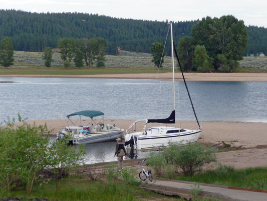 Walter Cooke checking sailboat