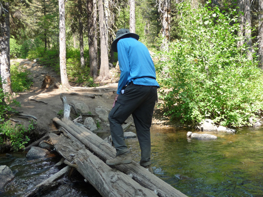 Walter Cooke crossing creek near Louie Lake trailhead