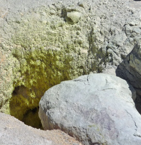 Sulfur coated fumarole Bumpus Hell Lassen Volcanic National Park