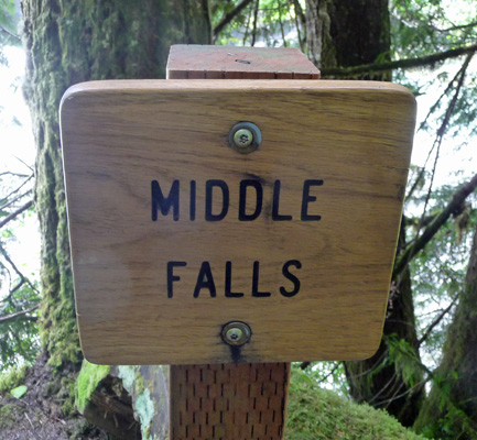 Middle Falls of Lewis River sign