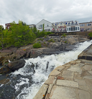 Camden Harbor waterfall