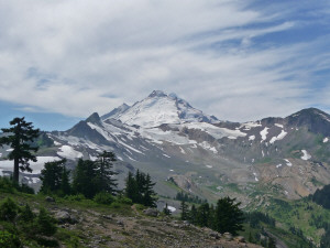 Mt. Baker from fork in trail of Ptarmigan Ridge and Chain Lakes Trails