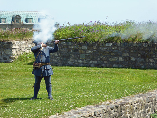 Firing a musket Fortress of Louisbourg