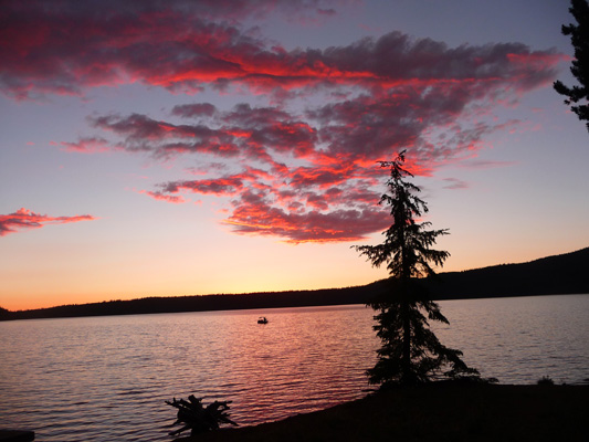 Sunset Paulina Lake Newberry Crater National Volcanic Monument