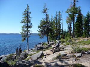 Walter on the islet at Waldo Lake