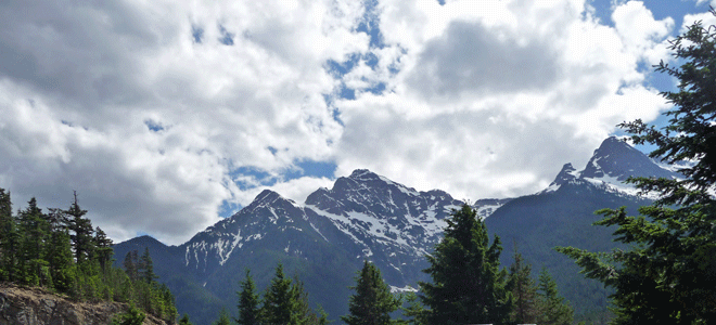 Snow in mountains Ross Lake Overlook