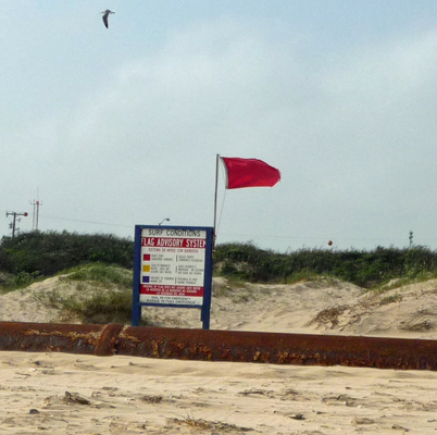 Red warning flag S Padre Island