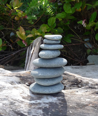 Eight rock cairn Ruby beach