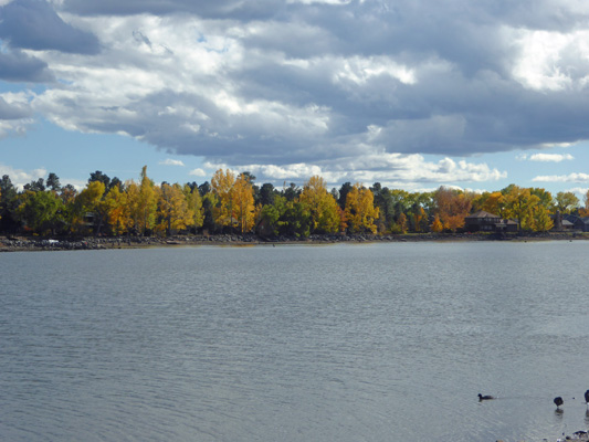 The fall color on the other side of the lake was very nice.
