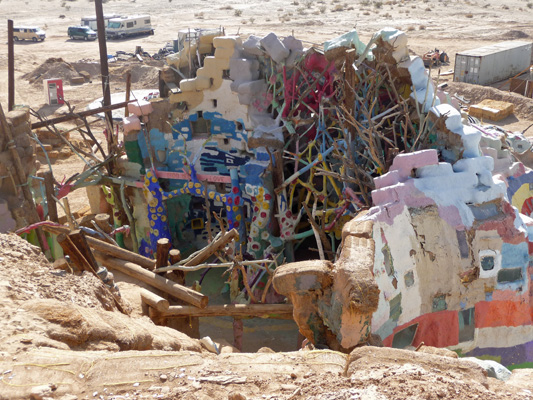 View into Museum area of Salvation Mountain from top