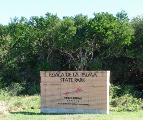 Resaca de la Palma State Park sign