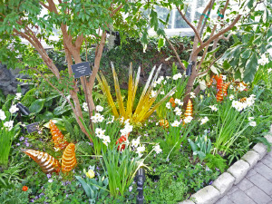 Yellow spikes and orange snails