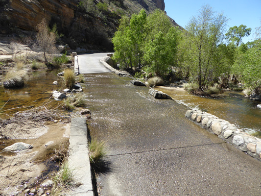 Sabino Canyon flooded bridge